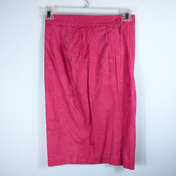 Plaza South Petites Size 4 Pink Jacquard Cotton Blazer Jacket Skirt Set Vintage - Picture 5 of 7